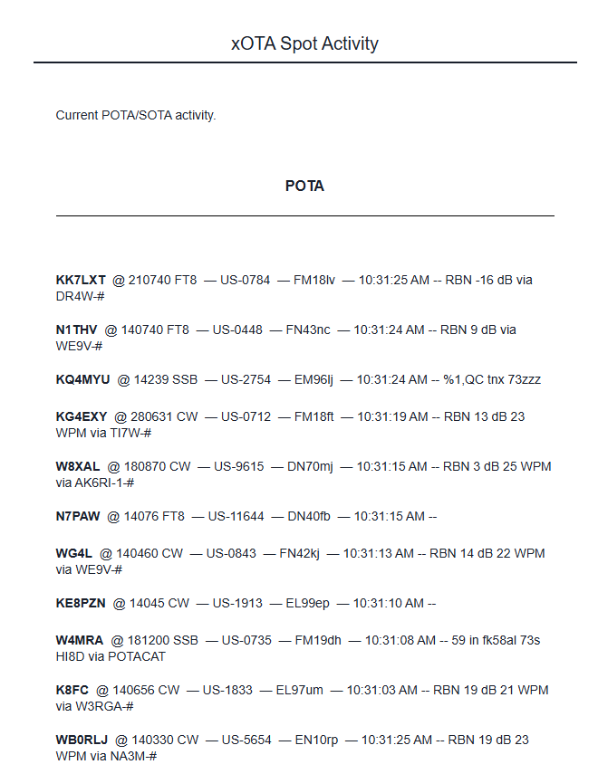 Simplified Activity Report
